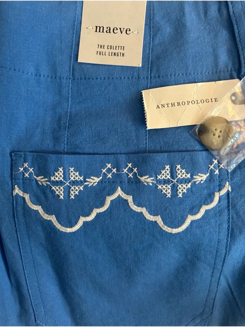 NWT Anthropologie Maeve The Colette Full-Length Embroidered Pants - 30 - Picture 2 of 7